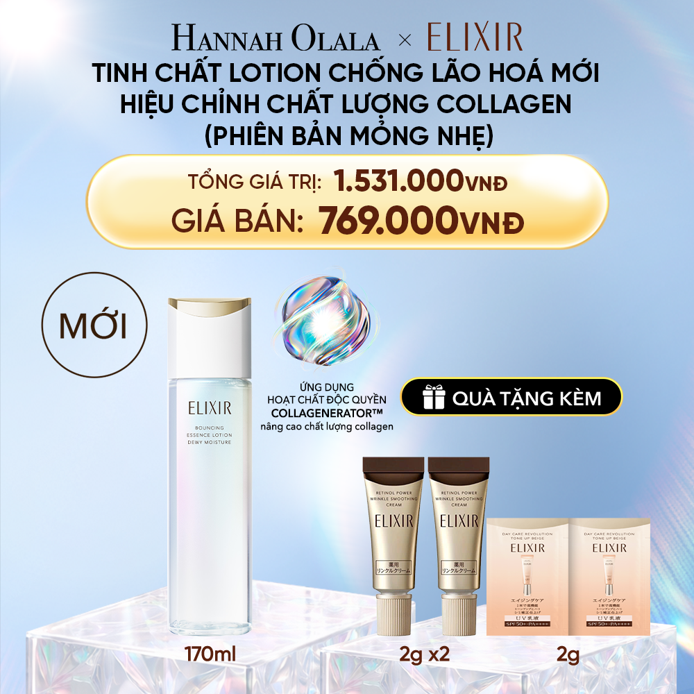  DEAL 34: [MỚI] TINH CHẤT LOTION COLLAGENERATOR CHỐNG LÃO HÓA MỚI ELIXIR BOUNCING LOTION DEWY 170ML (PHIÊN BẢN MỎNG NHẸ) 