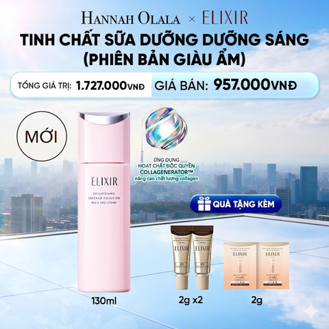 [MỚI] SỮA DƯỠNG NGĂN NGỪA LÃO HÓA DA ELIXIR BRIGHTENING ESSENCE EMULSION RICH MOISTURE ca 130ML - DEAL 34 - G115 