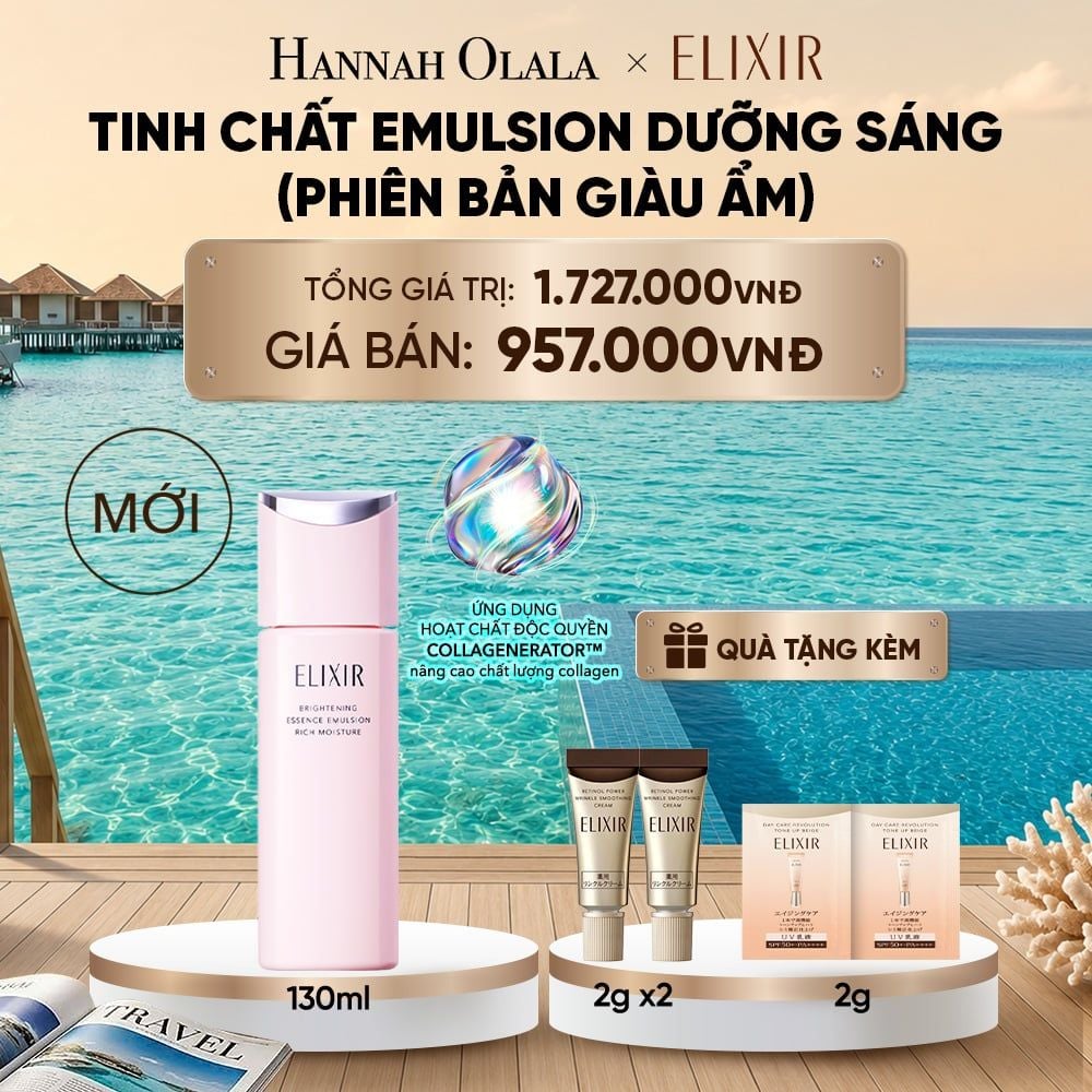  [MỚI] SỮA DƯỠNG NGĂN NGỪA LÃO HÓA DA ELIXIR BRIGHTENING ESSENCE EMULSION RICH MOISTURE ca 130ML - DEAL 34_ D2183 