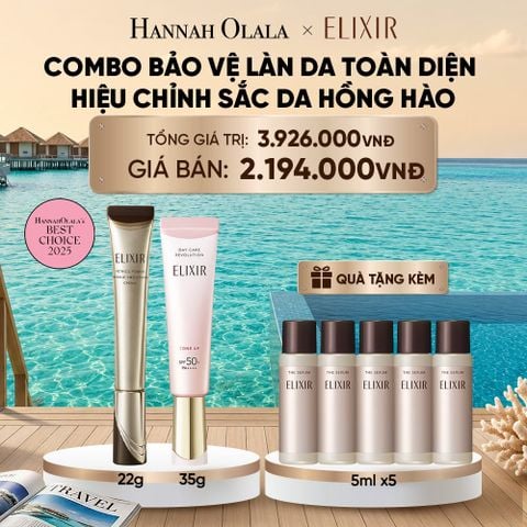  COMBO KEM DƯỠNG DA CẢI THIỆN 11 LOẠI NẾP NHĂN SÂU ELIXIR RETINOL POWER WRINKLE SMOOTHING CREAM 22G VÀ SỮA CHỐNG NẮNG NÂNG TÔNG ELIXIR DAY CARE REVOLUTION TONE UP PINK+35G - DEAL 35_ D2094 