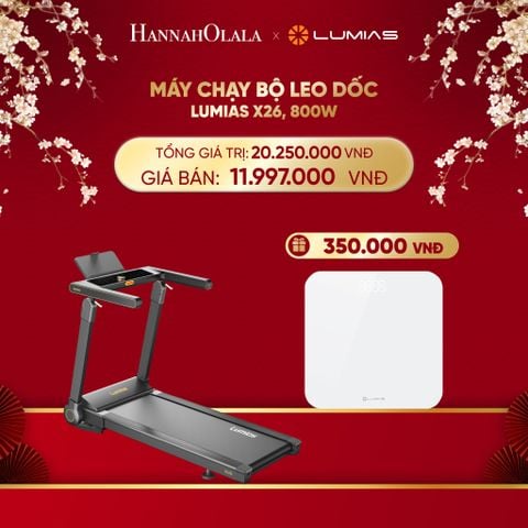  A167_DEAL 39: MÁY CHẠY BỘ LEO DỐC LUMIAS X26, 800W - 1-15KM/H 