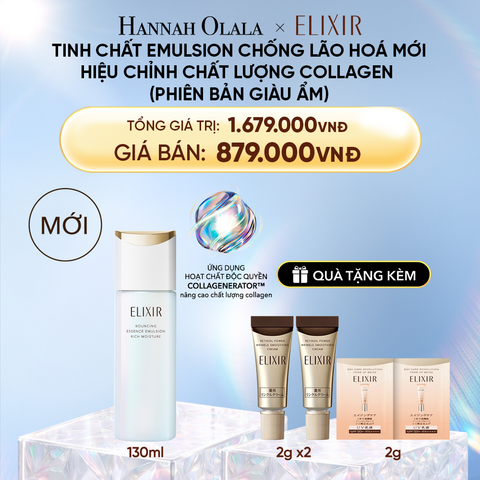  DEAL 39: [MỚI] SỮA DƯỠNG NGĂN NGỪA LÃO HÓA DA ELIXIR BOUNCING ESSENCE EMULSION RICH MOISTURE ba 130ML 