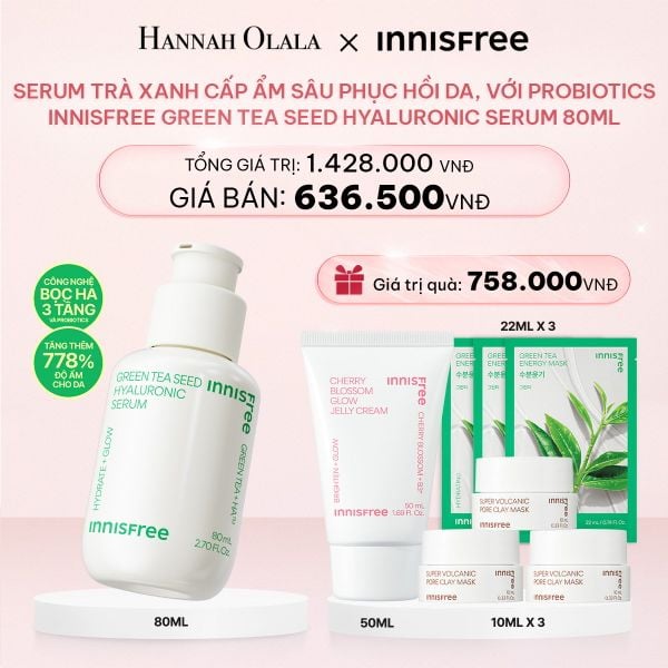  E139_DEAL 3: SERUM TRÀ XANH CẤP ẨM SÂU PHỤC HỒI DA, VỚI PROBIOTICS INNISFREE GREEN TEA SEED HYALURONIC SERUM 80ML 
