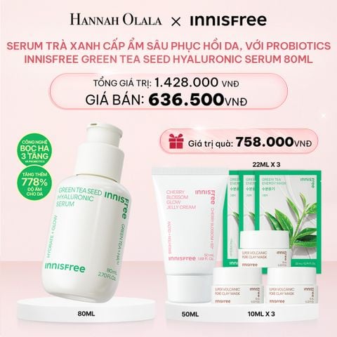  E139_DEAL 3: SERUM TRÀ XANH CẤP ẨM SÂU PHỤC HỒI DA, VỚI PROBIOTICS INNISFREE GREEN TEA SEED HYALURONIC SERUM 80ML 