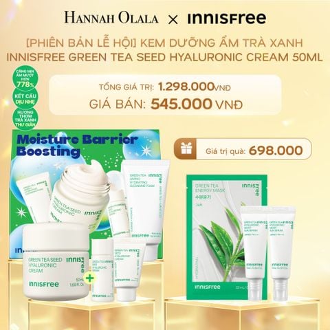  DEAL 3: [PHIÊN BẢN LỄ HỘI] KEM DƯỠNG ẨM TRÀ XANH INNISFREE GREEN TEA SEED HYALURONIC CREAM 50ML 