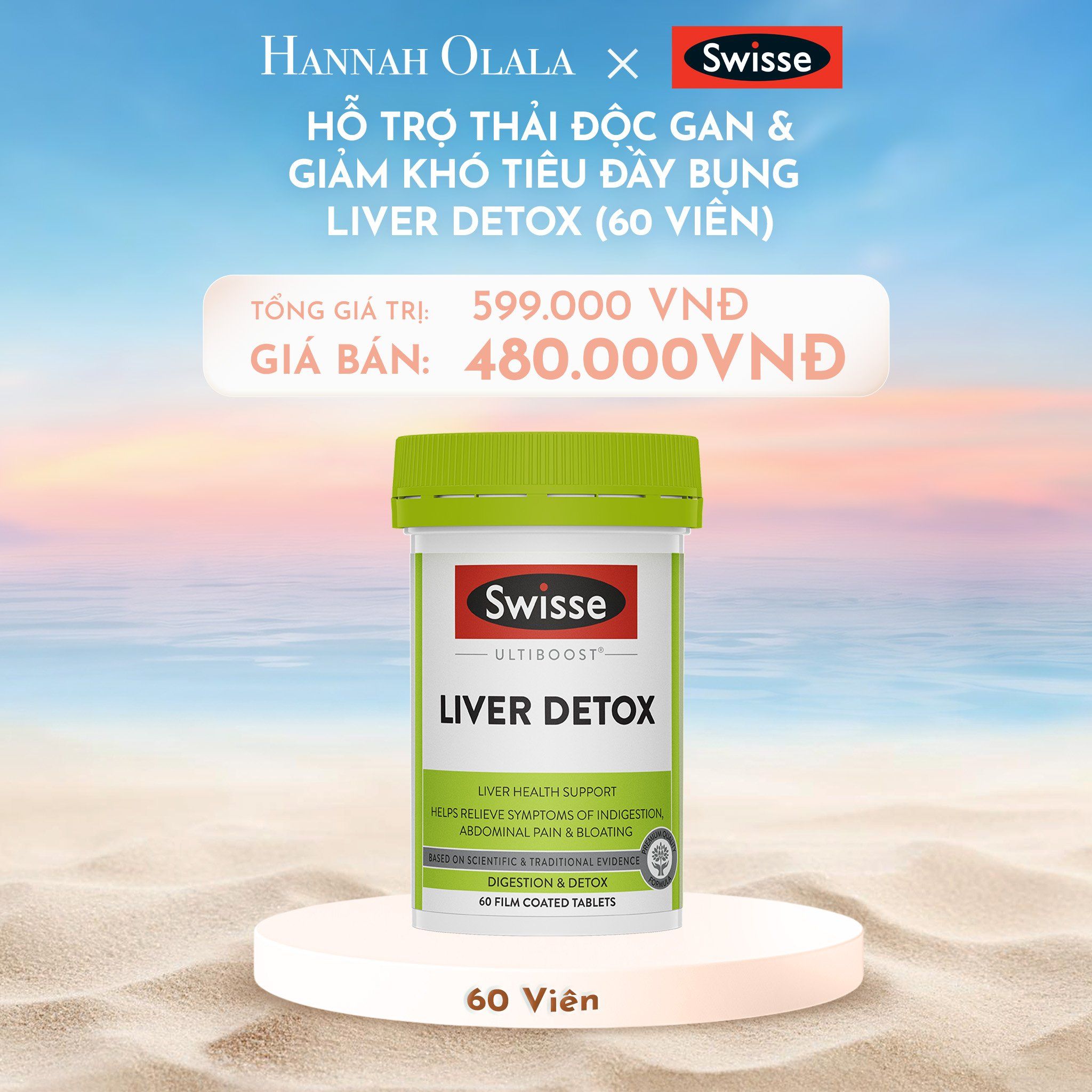  C898_DEAL 3: VIÊN UỐNG HỖ TRỢ THẢI ĐỘC GAN & GIẢM KHÓ TIÊU ĐẦY BỤNG SWISSE ULTIBOOST LIVER DETOX (60 VIÊN) 