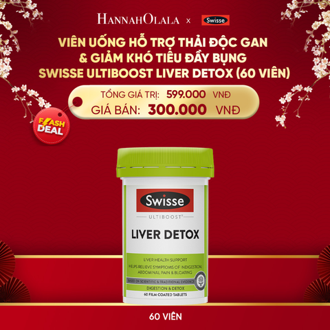  A1751_DEAL 3:[FLASH DEAL] VIÊN UỐNG HỖ TRỢ THẢI ĐỘC GAN & GIẢM KHÓ TIÊU ĐẦY BỤNG SWISSE ULTIBOOST LIVER DETOX (60 VIÊN) 