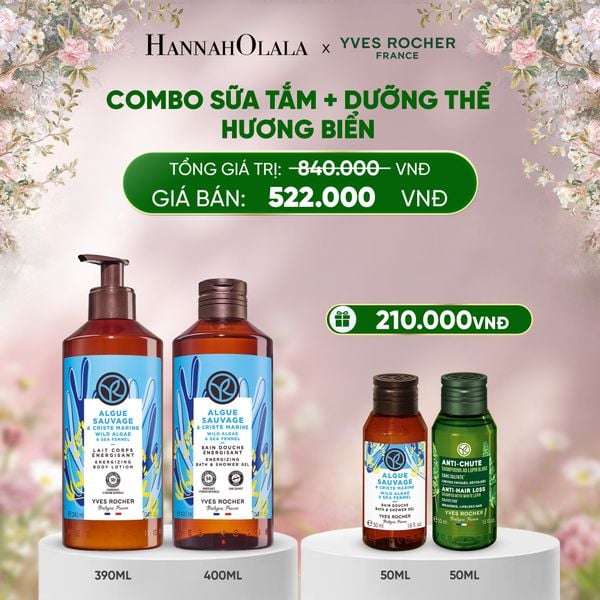  DEAL 3: COMBO SỮA TẮM + DƯỠNG THỂ HƯƠNG BIỂN TẶNG MINI SỮA TẮM HƯƠNG BIỂN + DẦU GỘI GIẢM TÓC GÃY RỤNG 