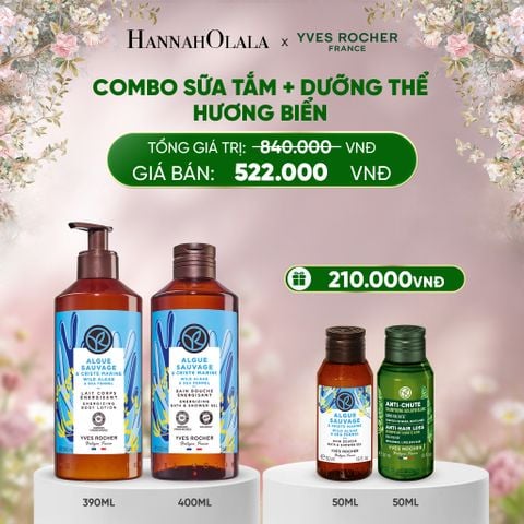  DEAL 3: COMBO SỮA TẮM + DƯỠNG THỂ HƯƠNG BIỂN TẶNG MINI SỮA TẮM HƯƠNG BIỂN + DẦU GỘI GIẢM TÓC GÃY RỤNG 
