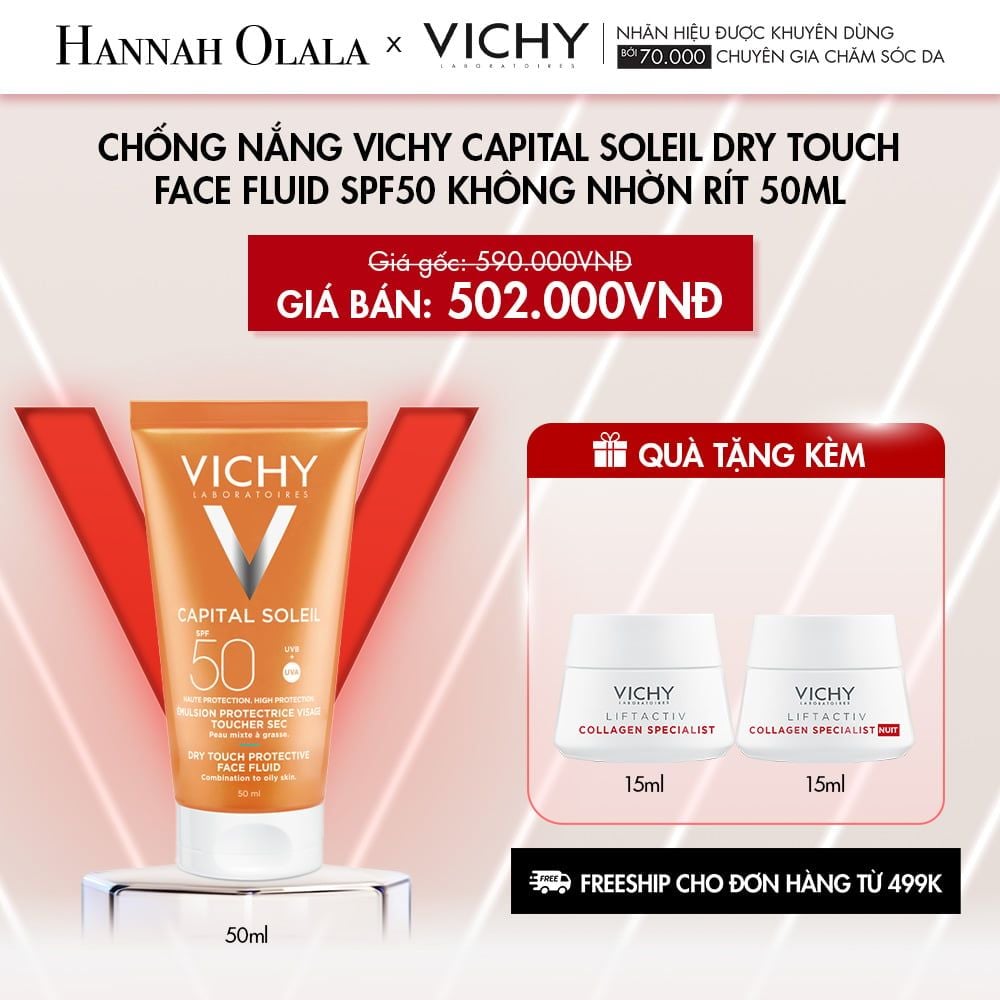  C28_DEAL 3: CHỐNG NẮNG VICHY CAPITAL SOLEIL DRY TOUCH FACE FLUID SPF50 KHÔNG NHỜN RÍT 50ML 