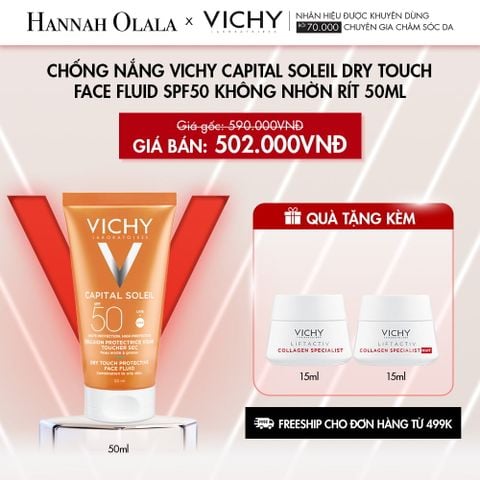  C28_DEAL 3: CHỐNG NẮNG VICHY CAPITAL SOLEIL DRY TOUCH FACE FLUID SPF50 KHÔNG NHỜN RÍT 50ML 