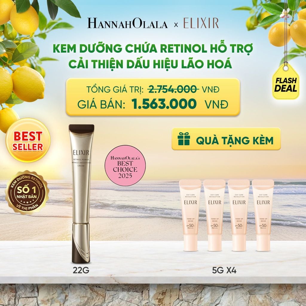  KEM DƯỠNG DA CẢI THIỆN 11 LOẠI NẾP NHĂN SÂU ELIXIR RETINOL POWER WRINKLE SMOOTHING CREAM 22G ( PHIÊN BẢN CẢI TIẾN MỚI) - DEAL 3 