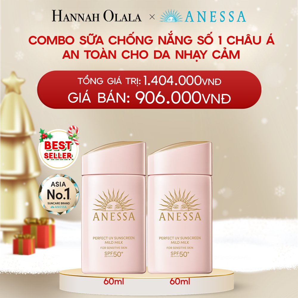  DEAL 3: COMBO SỮA CHỐNG NẮNG DƯỠNG DA DỊU NHẸ AN TOÀN CHO DA NHẠY CẢM VÀ TRẺ EM ANESSA MILD MILK SPF50+ PA++++ 60MLX2 