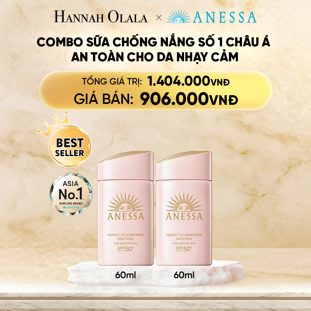  DEAL 3: COMBO SỮA CHỐNG NẮNG DƯỠNG DA DỊU NHẸ AN TOÀN CHO DA NHẠY CẢM VÀ TRẺ EM ANESSA MILD MILK SPF50+ PA++++ 60MLX2 