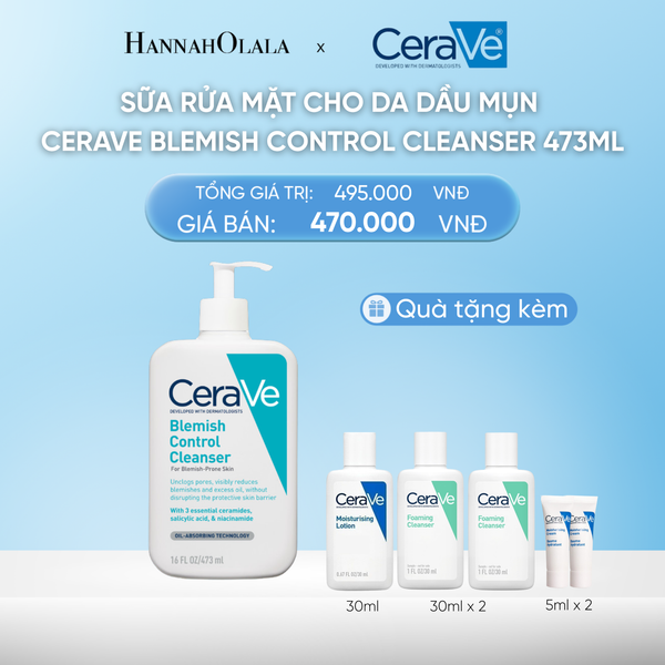  DEAL 3 SỮA RỬA MẶT CHO DA DẦU MỤN CERAVE BLEMISH CONTROL CLEANSER 473ML 