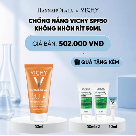  CHỐNG NẮNG VICHY CAPITAL SOLEIL DRY TOUCH FACE FLUID SPF50 KHÔNG NHỜN RÍT 50ML DEAL 3 