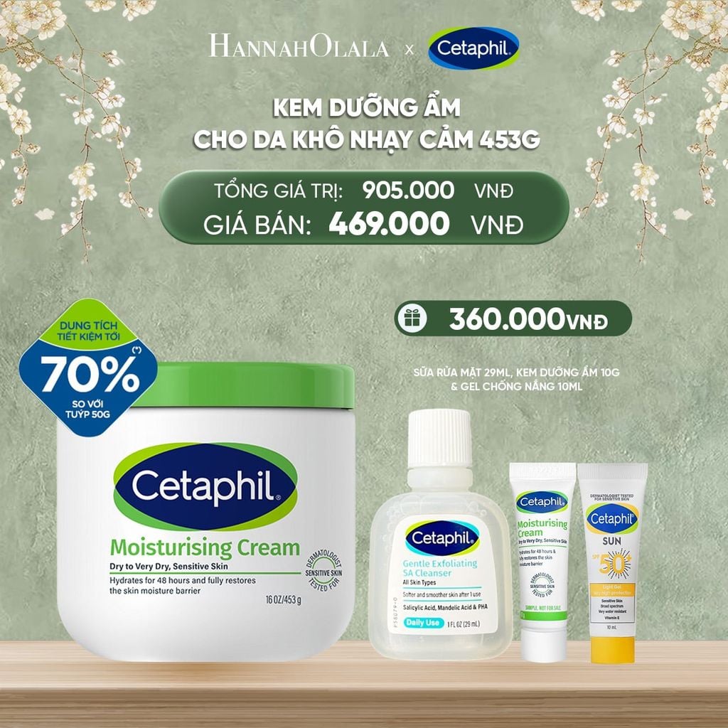  DEAL 3: KEM DƯỠNG ẨM CHO DA NHẠY CẢM CETAPHIL MOISTURIZING CREAM 453G - PHIÊN BẢN TIẾT KIỆM ĐẾN 70% 