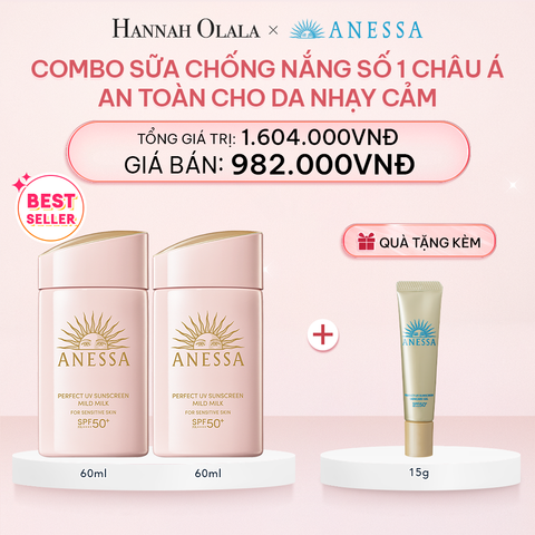  E123_DEAL 3: COMBO SỮA CHỐNG NẮNG DƯỠNG DA DỊU NHẸ AN TOÀN CHO DA NHẠY CẢM VÀ TRẺ EM ANESSA MILD MILK SPF50+ PA++++ 60MLX2 