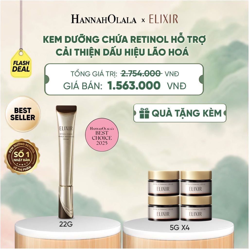  KEM DƯỠNG DA CẢI THIỆN 11 LOẠI NẾP NHĂN SÂU ELIXIR RETINOL POWER WRINKLE SMOOTHING CREAM 22G ( PHIÊN BẢN CẢI TIẾN MỚI) - DEAL 3 - A1245 
