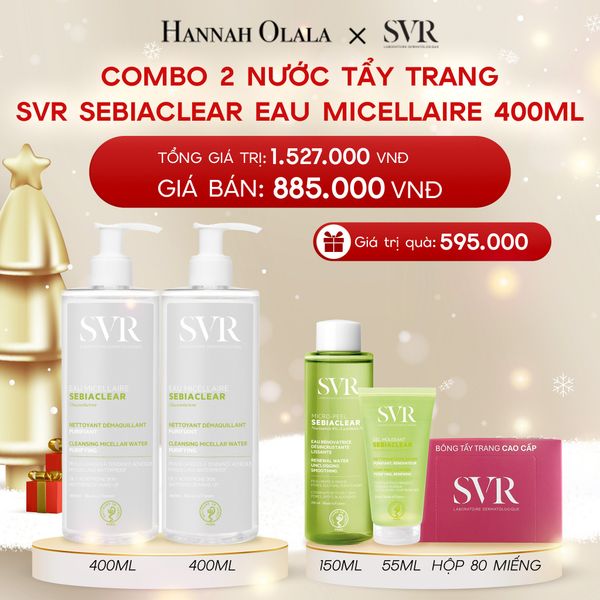  DEAL 03: COMBO 2 NƯỚC TẨY TRANG SẠCH SÂU LOẠI BỎ DẦU NHỜN SVR SEBIACLEAR EAU MICELLAIRE 400ML 