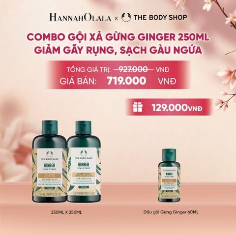  COMBO CHĂM TÓC DÀY PHỒNG, GIẢM GÃY RỤNG, SẠCH GÀU NGỨA GINGER 250ML - DẦU GỘI X DẦU XẢ 
