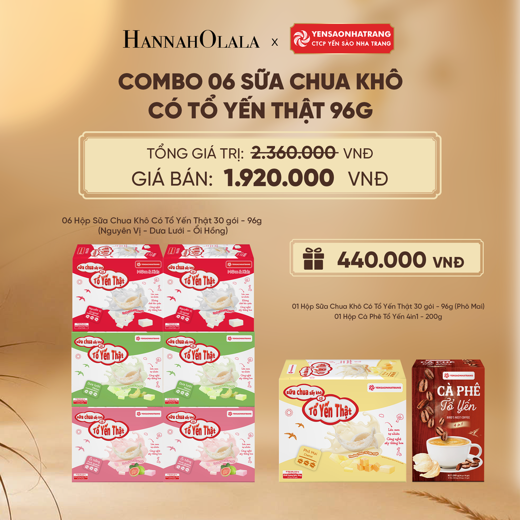  COMBO 06 SỮA CHUA KHÔ CÓ TỔ YẾN THẬT 96G - DEAL 3 - E19 