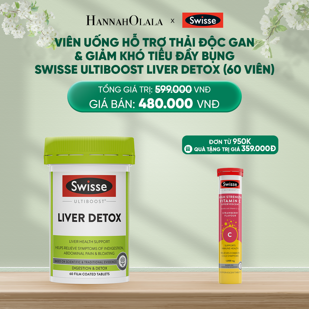  DEAL 3: VIÊN UỐNG HỖ TRỢ THẢI ĐỘC GAN & GIẢM KHÓ TIÊU ĐẦY BỤNG SWISSE ULTIBOOST LIVER DETOX (60 VIÊN) 