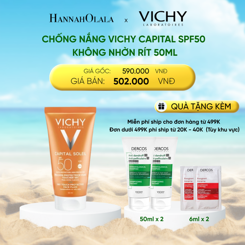  DEAL 3: CHỐNG NẮNG VICHY CAPITAL SOLEIL DRY TOUCH FACE FLUID SPF50 KHÔNG NHỜN RÍT 50ML 