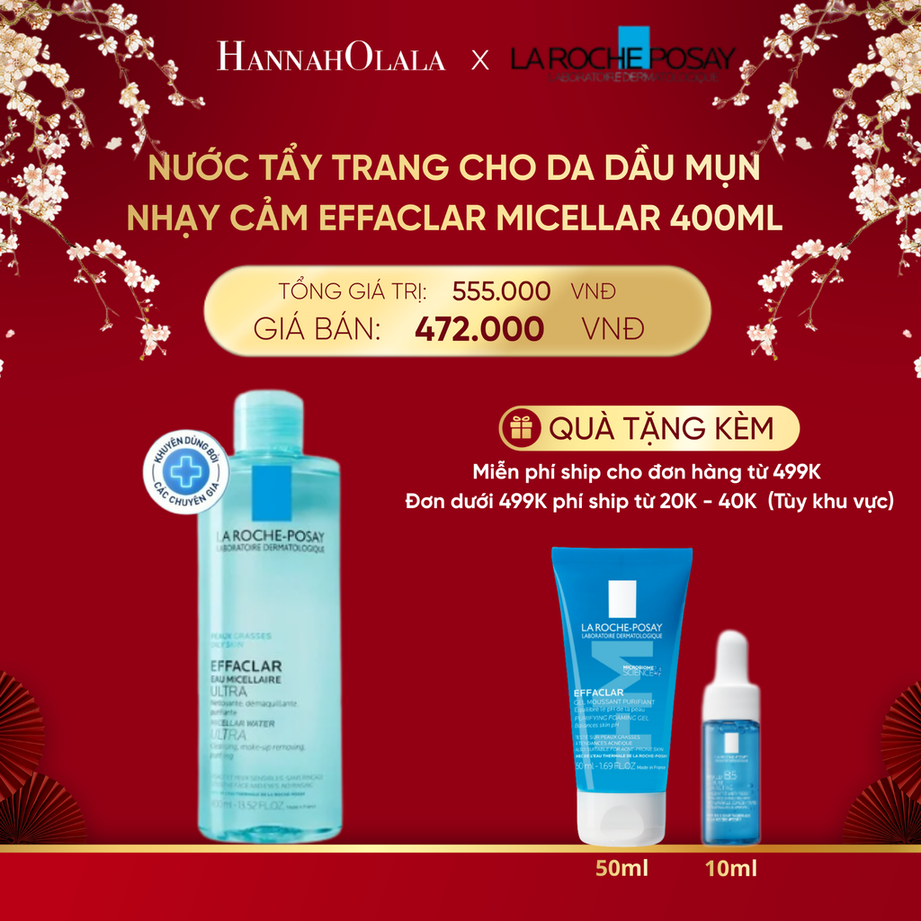  DEAL 3: NƯỚC TẨY TRANG CHO DA DẦU MỤN NHẠY CẢM EFFACLAR MICELLAR 400ML 
