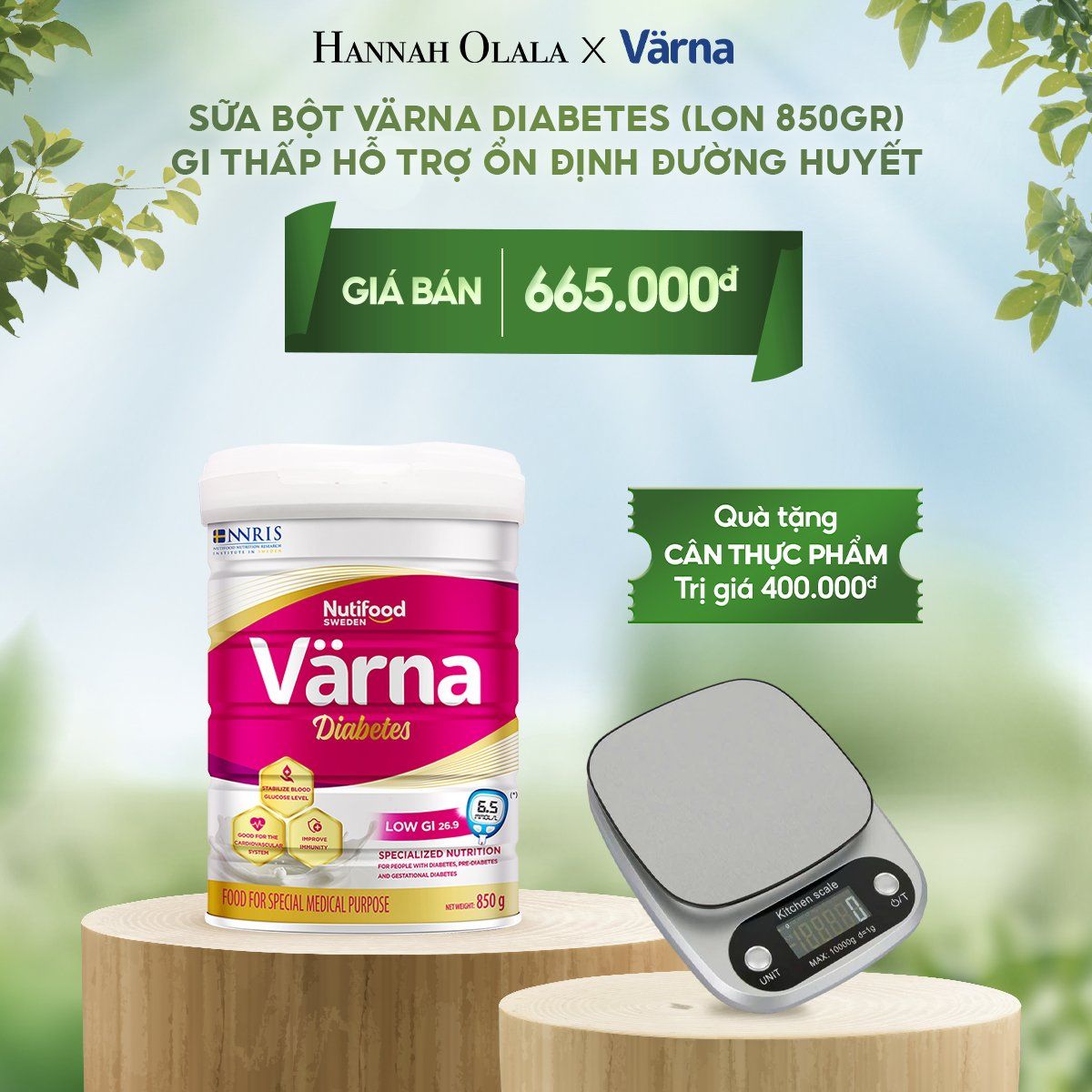  E56_DEAL 3 SỮA BỘT VARNA DIABETES LON 850G - HỖ TRỢ ỔN ĐỊNH ĐƯỜNG HUYẾT 