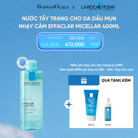  D10: DEAL 3: NƯỚC TẨY TRANG CHO DA DẦU MỤN NHẠY CẢM EFFACLAR MICELLAR 400ML 