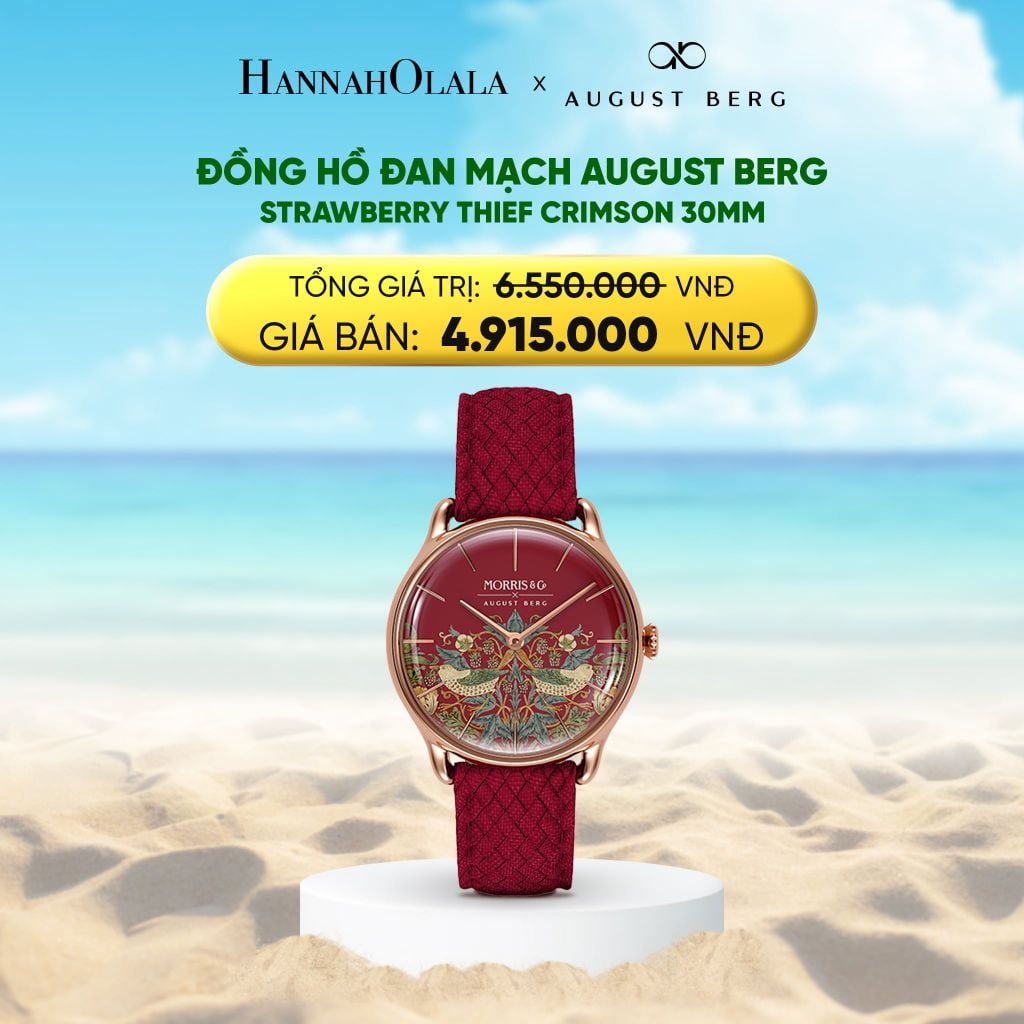  DEAL 3: STRAWBERRY THIEF CRIMSON 30MM - DÂY PERLON - VÀNG HỒNG 