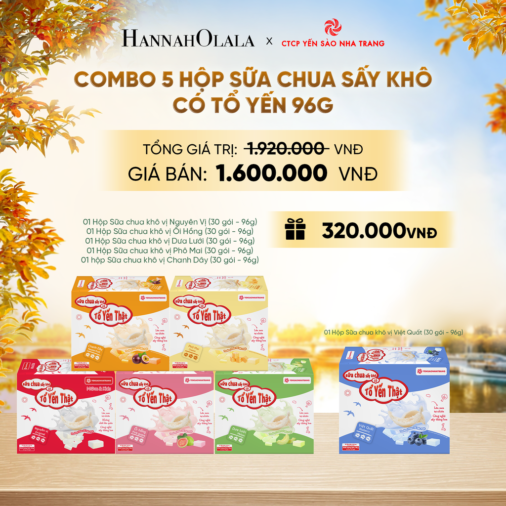  COMBO 05 SỮA CHUA KHÔ CÓ TỔ YẾN THẬT 96G - DEAL 3 - E1785 