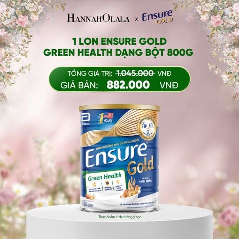  DEAL 3: 1 LON ENSURE GOLD GREEN HEALTH DẠNG BỘT 800G 