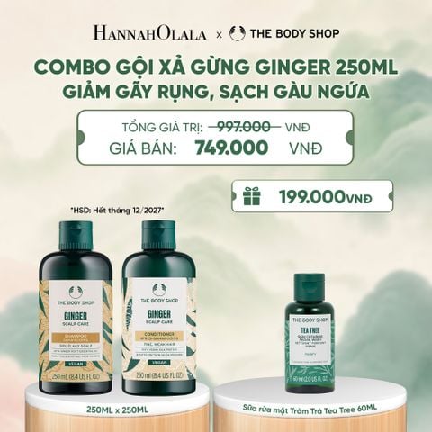  COMBO CHĂM TÓC DÀY PHỒNG, GIẢM GÃY RỤNG, SẠCH GÀU NGỨA GINGER 250ML - DẦU GỘI X DẦU XẢ - A509 