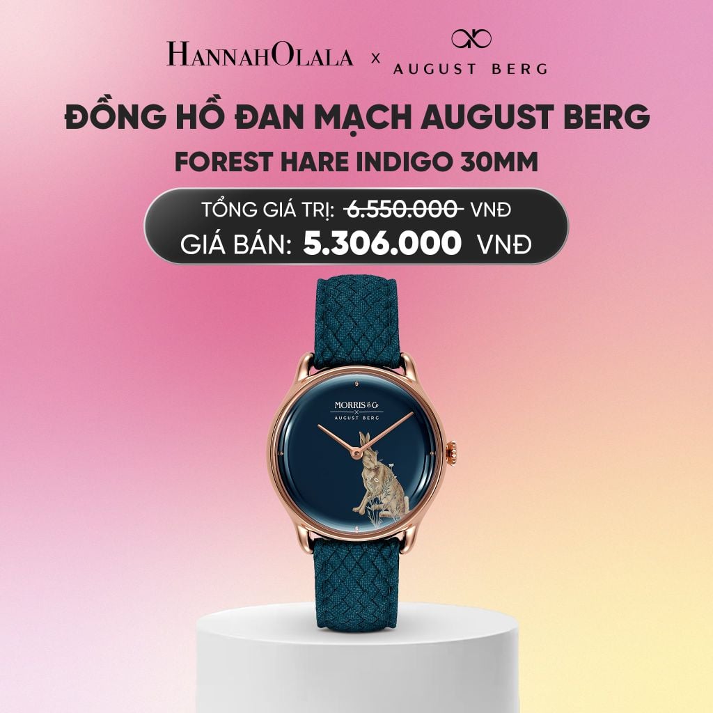  ĐỒNG HỒ ĐAN MẠCH AUGUST BERG X MORRIS & CO. - FOREST HARE INDIGO 30MM - DÂY PERLON - VÀNG HỒNG_A2290 