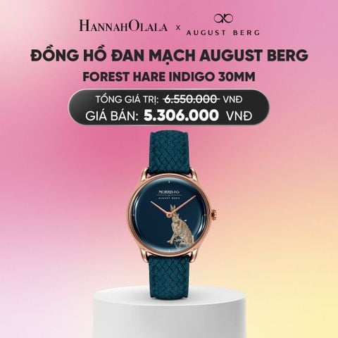  ĐỒNG HỒ ĐAN MẠCH AUGUST BERG X MORRIS & CO. - FOREST HARE INDIGO 30MM - DÂY PERLON - VÀNG HỒNG_A2290 