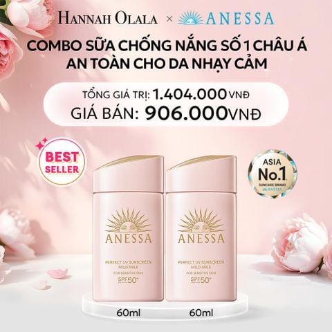  E366: DEAL 3: (1.10 - 4.10) COMBO SỮA CHỐNG NẮNG DƯỠNG DA DỊU NHẸ AN TOÀN CHO DA NHẠY CẢM VÀ TRẺ EM ANESSA MILD MILK SPF50+ PA++++ 60MLX2 