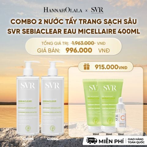  COMBO 2 NƯỚC TẨY TRANG SẠCH SÂU CHO DA DẦU MỤN SVR SEBIACLEAR EAU MICELLAIRE 400ML - DEAL 3 - B503 