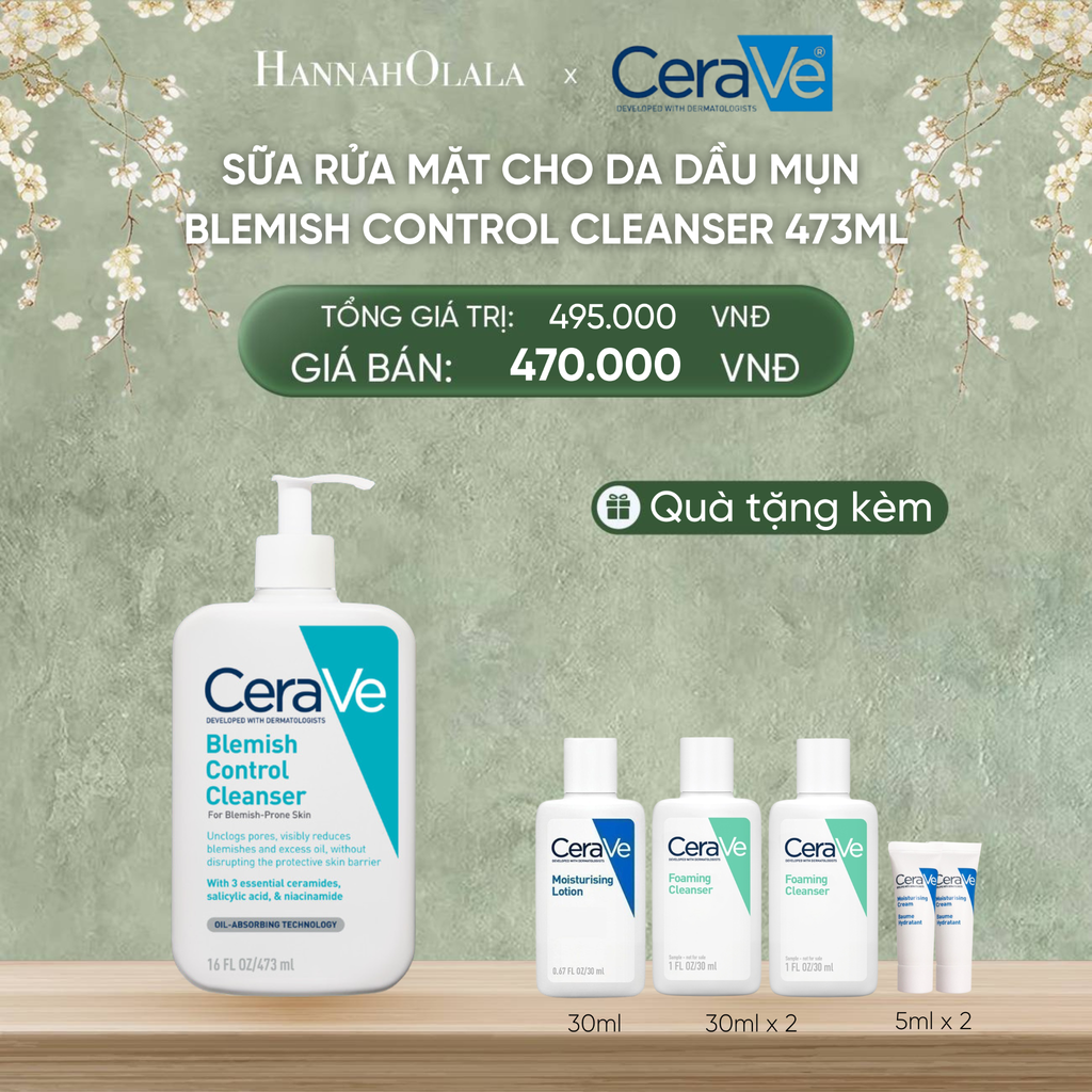  DEAL 3 SỮA RỬA MẶT CHO DA DẦU MỤN CERAVE BLEMISH CONTROL CLEANSER 473ML 