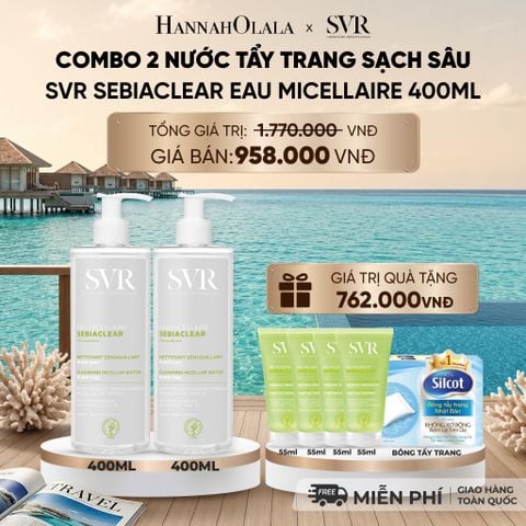  COMBO 2 NƯỚC TẨY TRANG SẠCH SÂU LOẠI BỎ DẦU NHỜN SVR SEBIACLEAR EAU MICELLAIRE 400ML - DEAL 03 