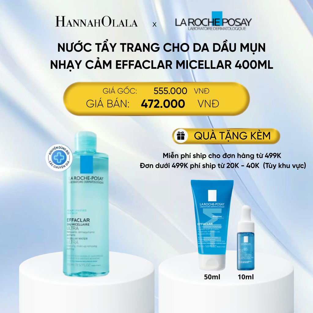  DEAL 3: NƯỚC TẨY TRANG CHO DA DẦU MỤN NHẠY CẢM EFFACLAR MICELLAR 400ML 