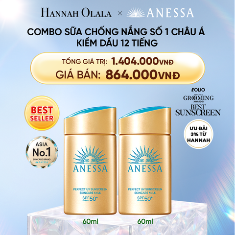  DEAL 3: COMBO KEM CHỐNG NẮNG DẠNG SỮA DƯỠNG DA KIỀM DẦU BẢO VỆ HOÀN HẢO ANESSA GOLD MILK SPF50+ PA++++ 60MLX2 