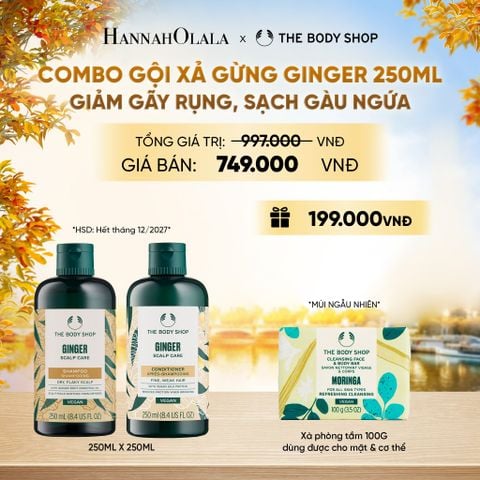  COMBO CHĂM TÓC DÀY PHỒNG, GIẢM GÃY RỤNG, SẠCH GÀU NGỨA GINGER 250ML - DẦU GỘI X DẦU XẢ - E719 