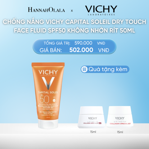  DEAL 3 CHỐNG NẮNG VICHY CAPITAL SOLEIL DRY TOUCH FACE FLUID SPF50 KHÔNG NHỜN RÍT 50ML 