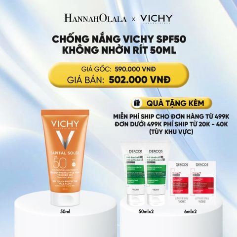  CHỐNG NẮNG VICHY CAPITAL SOLEIL DRY TOUCH FACE FLUID SPF50 KHÔNG NHỜN RÍT 50ML - DEAL 3 : 