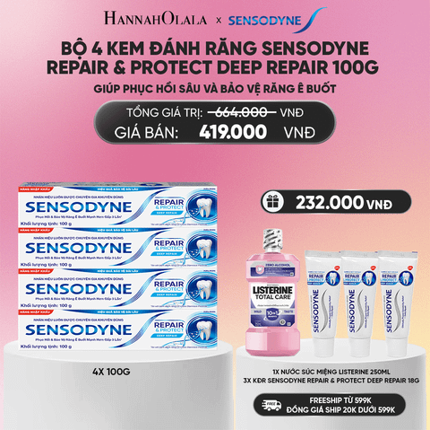  BỘ 4 KEM ĐÁNH RĂNG SENSODYNE REPAIR & PROTECT DEEP REPAIR 100G GIÚP PHỤC HỒI SÂU VÀ BẢO VỆ RĂNG Ê BUỐT_A569 