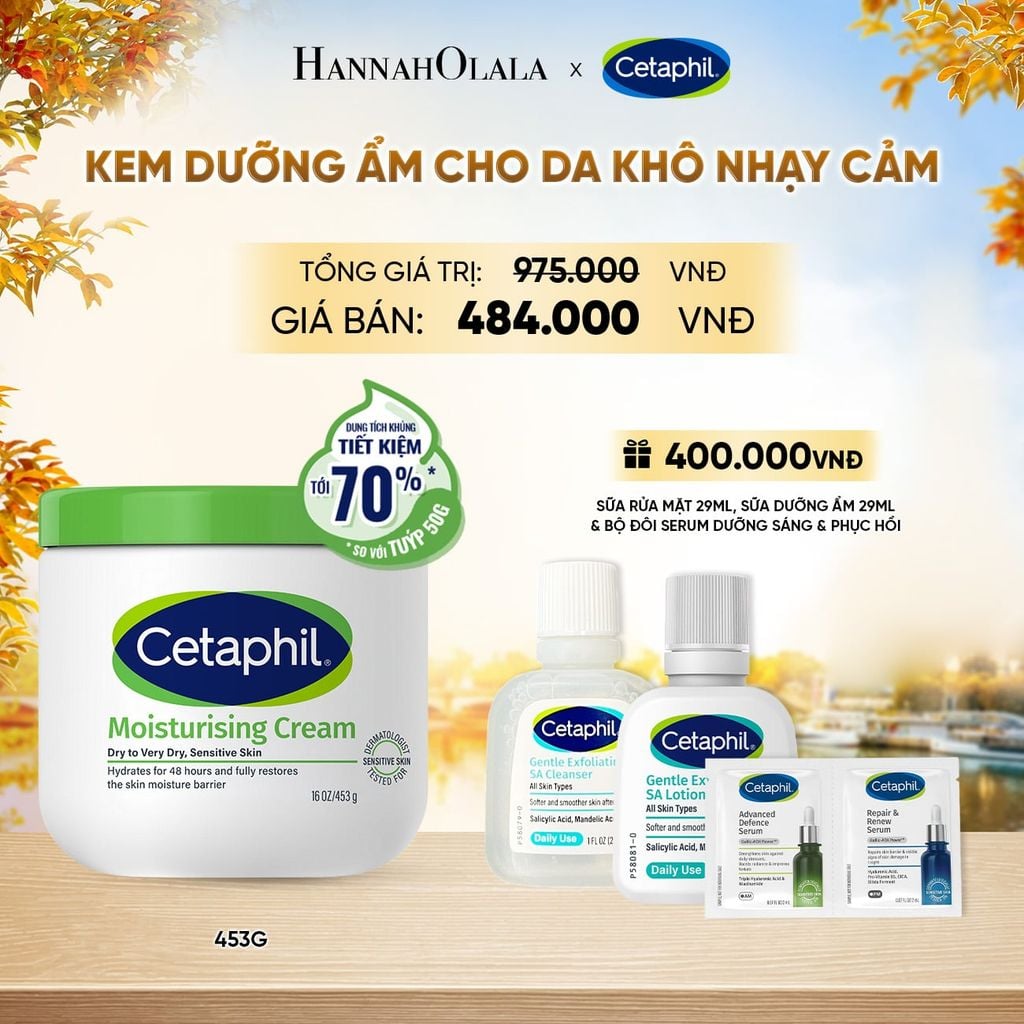  KEM DƯỠNG ẨM CHO DA NHẠY CẢM CETAPHIL MOISTURIZING CREAM 453G - PHIÊN BẢN TIẾT KIỆM ĐẾN 70% DEAL 3: - E1750 