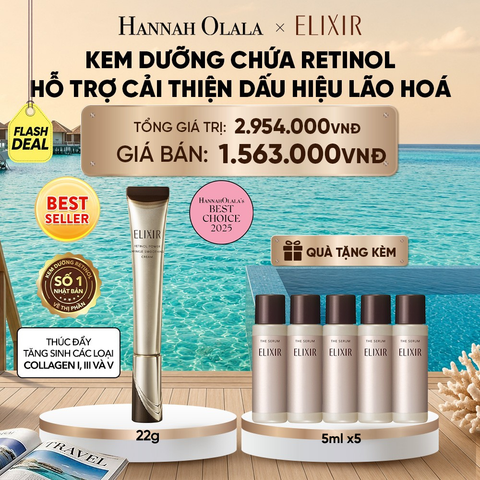  KEM DƯỠNG DA CẢI THIỆN 11 LOẠI NẾP NHĂN SÂU ELIXIR RETINOL POWER WRINKLE SMOOTHING CREAM 22G ( PHIÊN BẢN CẢI TIẾN MỚI) - DEAL 3 