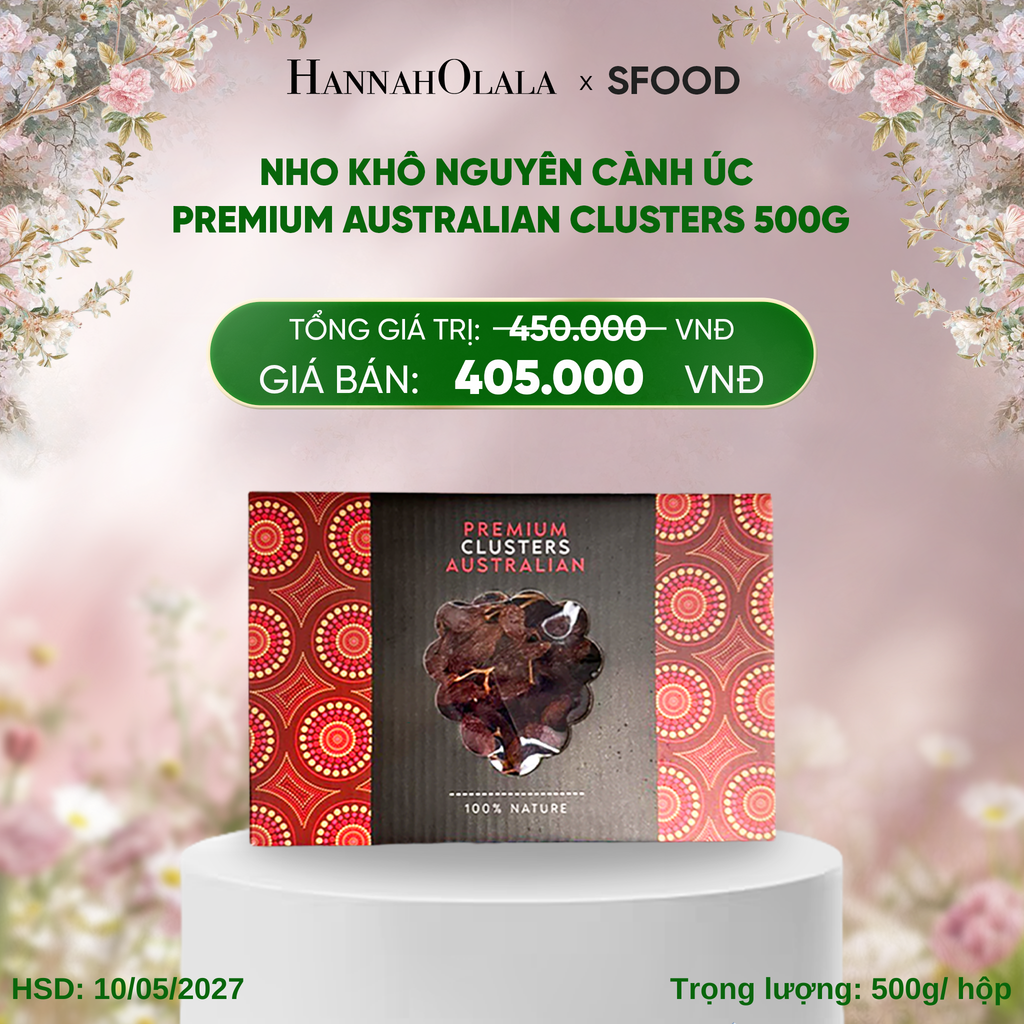  E454_DEAL 3: NHO KHÔ NGUYÊN CÀNH ÚC PREMIUM AUSTRALIAN CLUSTERS 500G 